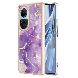 For OPPO Reno10 5G Global Electroplating Marble Dual-side IMD Phone Case(Purple 002)