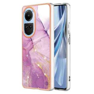 For OPPO Reno10 5G Global Electroplating Marble Dual-side IMD Phone Case(Purple 001)