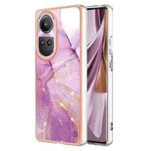 For OPPO Reno10 Pro 5G Global Electroplating Marble Dual-side IMD Phone Case(Purple 001)
