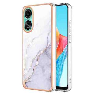 For OPPO A78 4G Electroplating Marble Dual-side IMD Phone Case(White 006)