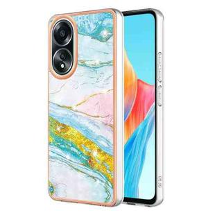 For OPPO A58 4G Electroplating Marble Dual-side IMD Phone Case(Green 004)