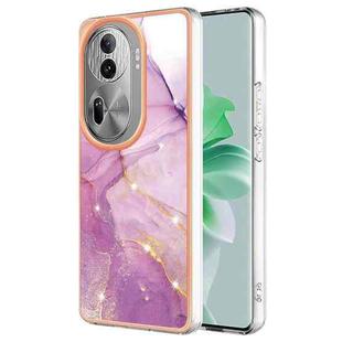 For OPPO Reno11 Pro 5G Global Electroplating Marble Dual-side IMD Phone Case(Purple 001)