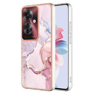 For OPPO Reno11 F 5G Global Electroplating Marble Dual-side IMD Phone Case(Rose Gold 005)
