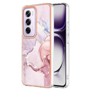 For OPPO Reno12 Pro Global Electroplating Marble Dual-side IMD Phone Case(Rose Gold 005)