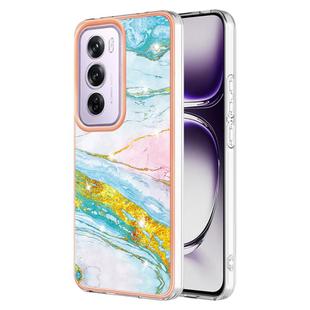 For OPPO Reno12 Pro Global Electroplating Marble Dual-side IMD Phone Case(Green 004)