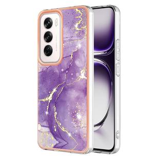 For OPPO Reno12 Global Electroplating Marble Dual-side IMD Phone Case(Purple 002)