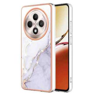 For OPPO Reno12 F 5G Electroplating Marble Dual-side IMD Phone Case(White 006)