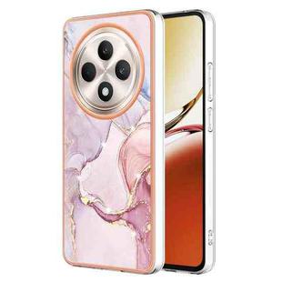 For OPPO Reno12 F 5G Electroplating Marble Dual-side IMD Phone Case(Rose Gold 005)
