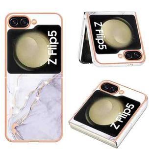 For Samsung Galaxy Z Flip5 Electroplating Marble Dual-side IMD Phone Case(White 006)