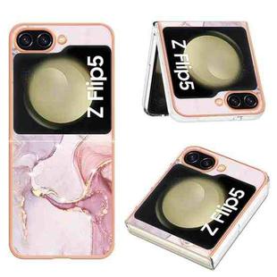 For Samsung Galaxy Z Flip5 Electroplating Marble Dual-side IMD Phone Case(Rose Gold 005)