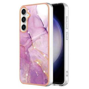 For Samsung Galaxy S23 FE 5G Electroplating Marble Dual-side IMD Phone Case(Purple 001)