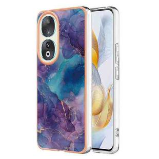 For Honor 90 5G Electroplating Marble Dual-side IMD Phone Case(Purple 016)