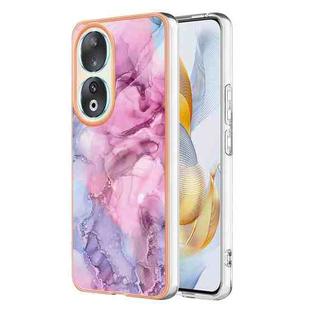 For Honor 90 5G Electroplating Marble Dual-side IMD Phone Case(Pink 013)