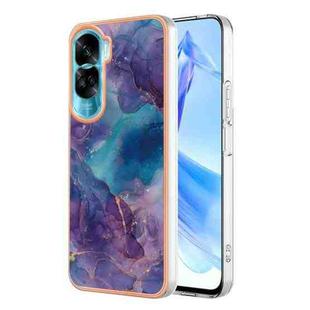 For Honor 90 Lite 5G Electroplating Marble Dual-side IMD Phone Case(Purple 016)