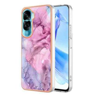 For Honor 90 Lite 5G Electroplating Marble Dual-side IMD Phone Case(Pink 013)