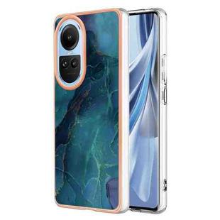 For OPPO Reno10 5G Global Electroplating Marble Dual-side IMD Phone Case(Green 017)