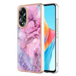 For OPPO A58 4G Electroplating Marble Dual-side IMD Phone Case(Pink 013)