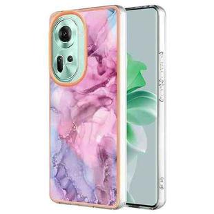 For OPPO Reno11 5G Global Electroplating Marble Dual-side IMD Phone Case(Pink 013)