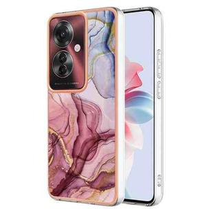 For OPPO Reno11 F 5G Global Electroplating Marble Dual-side IMD Phone Case(Rose Red 014)