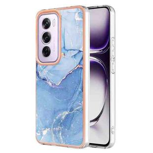 For OPPO Reno12 Pro Global Electroplating Marble Dual-side IMD Phone Case(Blue 018)