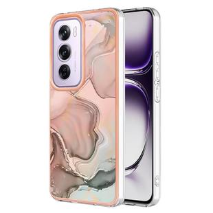 For OPPO Reno12 Pro Global Electroplating Marble Dual-side IMD Phone Case(Rose Gold 015)