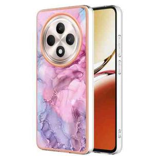 For OPPO Reno12 F 5G Electroplating Marble Dual-side IMD Phone Case(Pink 013)
