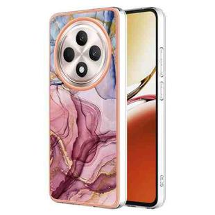 For OPPO Reno12 F 5G Electroplating Marble Dual-side IMD Phone Case(Rose Red 014)