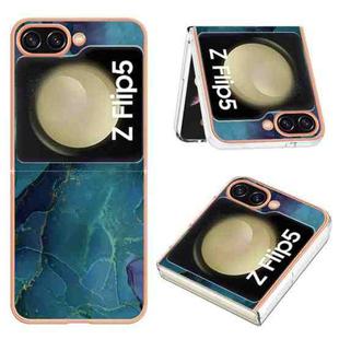 For Samsung Galaxy Z Flip5 Electroplating Marble Dual-side IMD Phone Case(Green 017)