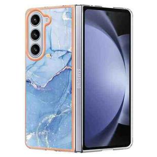 For Samsung Galaxy Z Fold5 Electroplating Marble Dual-side IMD Phone Case(Blue 018)