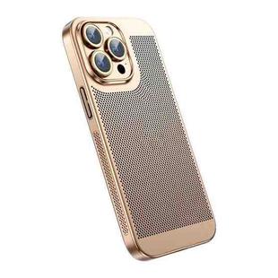 For iPhone 14 Pro Ice Sense Heat Dissipation Electroplating PC Phone Case(Champagne Gold)