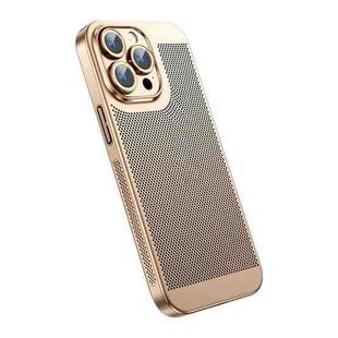 For iPhone 12 Pro Max Ice Sense Heat Dissipation Electroplating PC Phone Case(Champagne Gold)