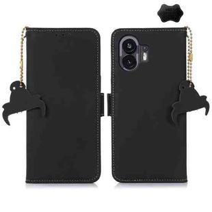 For Nothing Phone 2 Genuine Leather Magnetic RFID Leather Phone Case(Black)