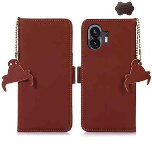 For Nothing Phone 2 Genuine Leather Magnetic RFID Leather Phone Case(Coffee)