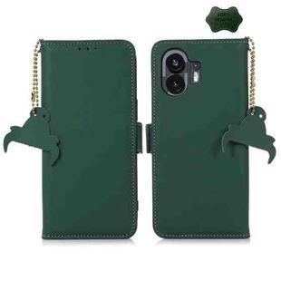 For Nothing Phone 2 Genuine Leather Magnetic RFID Leather Phone Case(Green)