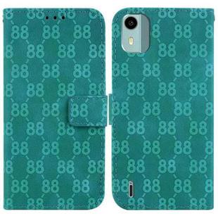 For Nokia C32 Double 8-shaped Embossed Leather Phone Case(Green)