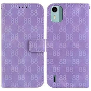 For Nokia C32 Double 8-shaped Embossed Leather Phone Case(Purple)