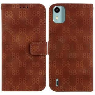 For Nokia C32 Double 8-shaped Embossed Leather Phone Case(Brown)