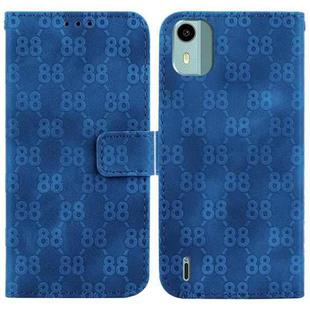 For Nokia C32 Double 8-shaped Embossed Leather Phone Case(Blue)