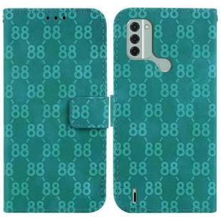 For Nokia C21 Plus Double 8-shaped Embossed Leather Phone Case(Green)