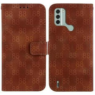 For Nokia C21 Plus Double 8-shaped Embossed Leather Phone Case(Brown)