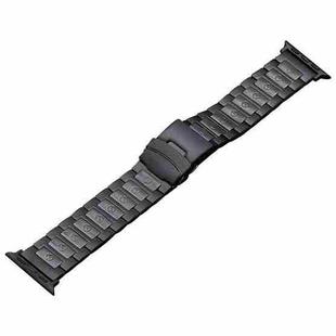 For Apple Watch Series 6 44mm Safety Buckle Titanium Steel Watch Band(Black)