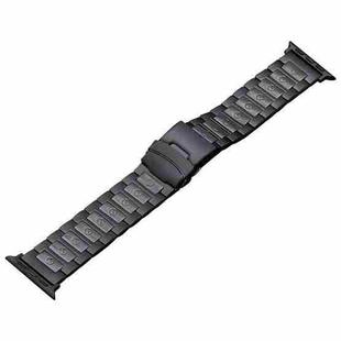 For Apple Watch Series 3 42mm Safety Buckle Titanium Steel Watch Band(Black)