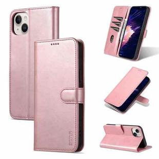 For iPhone 15 Plus AZNS Skin Feel Calf Texture Flip Leather Phone Case(Rose Gold)