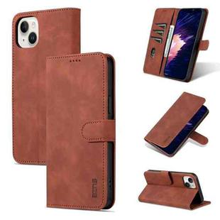 For iPhone 15 AZNS Skin Feel Calf Texture Flip Leather Phone Case(Brown)