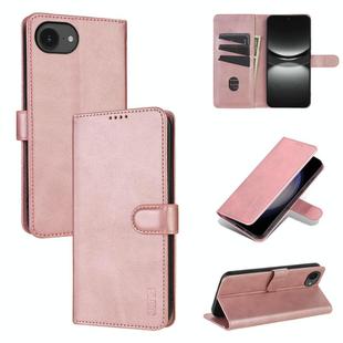 For iPhone 16e AZNS Skin Feel Calf Texture Flip Leather Phone Case(Rose Gold)