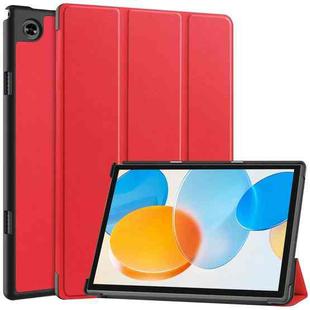 For Teclast M40 Pro 2023 Custer Pure Color 3-Fold Holder Leather Tablet Case(Red)