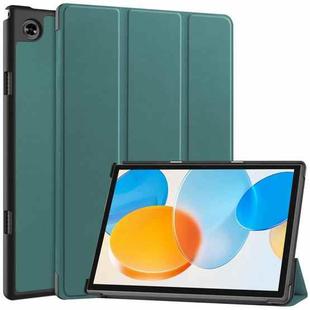 For Teclast M40 Pro 2023 Custer Pure Color 3-Fold Holder Leather Tablet Case(Dark Green)
