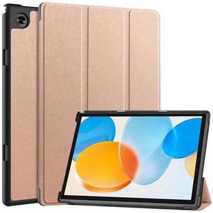 For Teclast M40 Pro 2023 Custer Pure Color 3-Fold Holder Leather Tablet Case(Rose Gold)