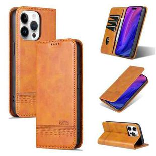 For iPhone 15 Pro Max AZNS Magnetic Calf Texture Flip Leather Phone Case(Light Brown)