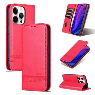 For iPhone 16 Pro Max AZNS Magnetic Calf Texture Flip Leather Phone Case(Red)